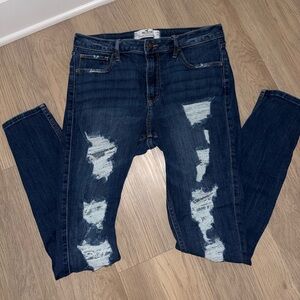 Hollister Dark Blue Distressed Skinny Jeans